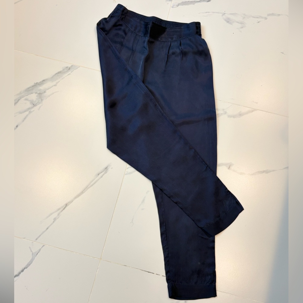 Calypso St. Barth Silk Navy Blue Pant